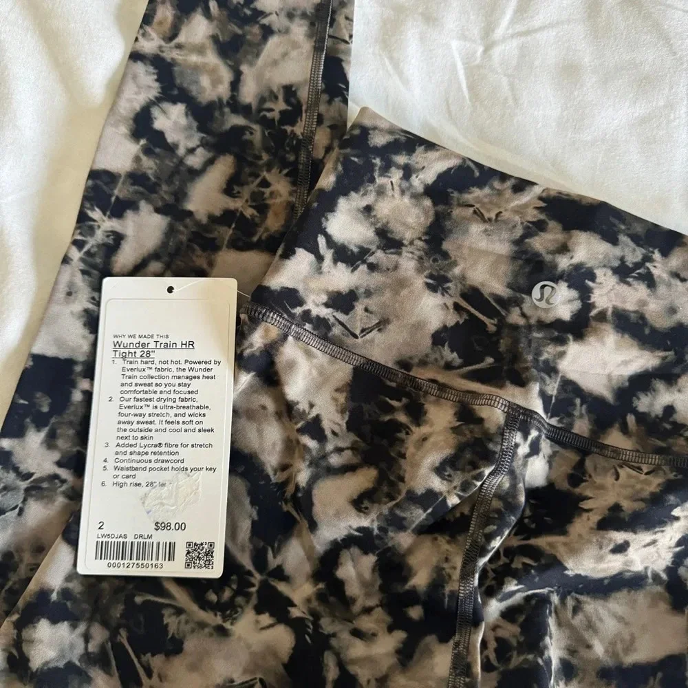🆕 Lululemon Wunder Train HR Tight 28” Dispersed Light Raw Linen Multi